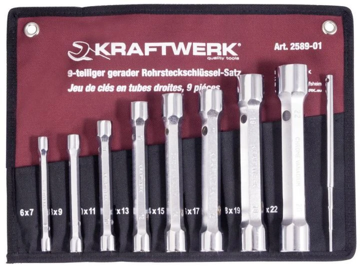 KRAFTWERK Rohrsteckschlüsselsatz 6-22 Mm + Stift 9 Teile 3 KRAFTWERK Rohrsteckschlüsselsatz 6-22 Mm + Stift 9 Teile