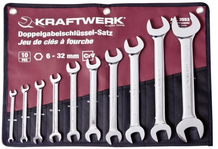 Kraftwerk Doppelgabelschlüssel Satz 6 - 32 Mm 10 Teilig 4 Kraftwerk Doppelgabelschlüssel Satz 6 - 32 Mm 10 Teilig – Bild 2