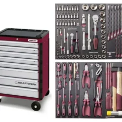 KRAFTWERK Werkstattwagen 3908 Bestückt Mit 104 Werkzeugen