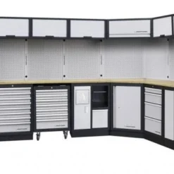 Kraftwerk MOBILIO 8 Element Werkstatt Schrankwand Multiplex Arbeitsplatte