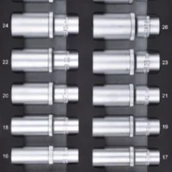 Kraftwerk Steckschlüsseleinsatz Sechskant Metirsch Lang 1/2 Zoll 20 Teilig